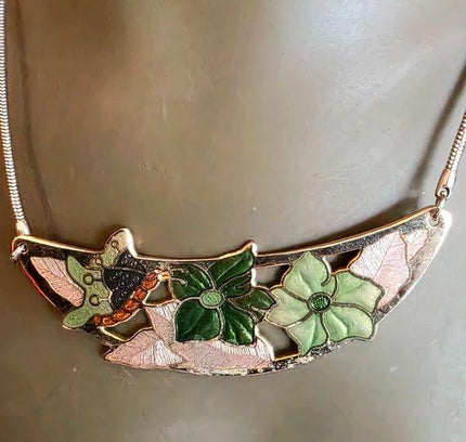 Vintage 70's Floral Pendant Necklace - Yatva