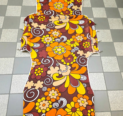 Vintage 70s "Flower Power" Sun Lounger Cover – Retro Psychedelic Floral (pair) - Yatva