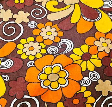 Vintage 70s "Flower Power" Sun Lounger Cover – Retro Psychedelic Floral (pair) - Yatva