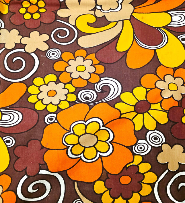 Vintage 70s "Flower Power" Sun Lounger Cover – Retro Psychedelic Floral (pair) - Yatva