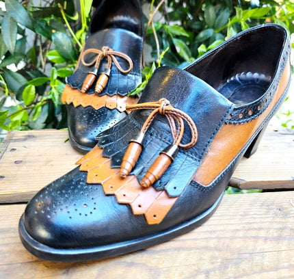 Vintage 70s Francisco Ayllón Two - Tone Kiltie Heels Shoes - Yatva