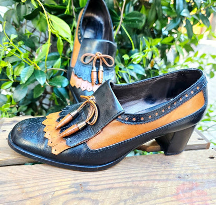 Vintage 70s Francisco Ayllón Two - Tone Kiltie Heels Shoes - Yatva