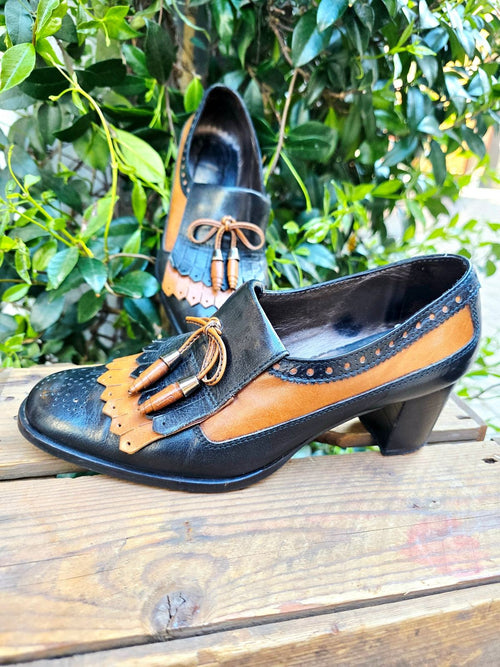 Vintage 70s Francisco Ayllón Two-Tone Kiltie Heels Shoes