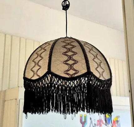 Vintage 70's Fringe Pendant Ceiling Lamp - Yatva