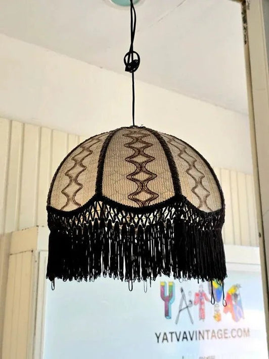 Vintage 70's Fringe Pendant Ceiling Lamp - Yatva