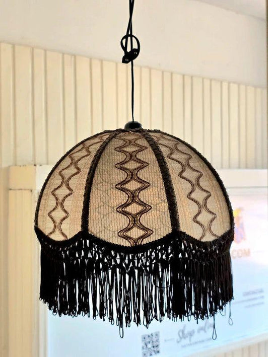Vintage 70's Fringe Pendant Ceiling Lamp - Yatva
