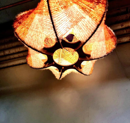 Vintage 70s German Space Age Woven Wabi Sabi Light - Yatva