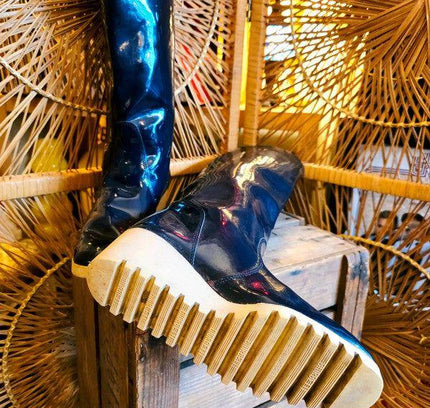 Vintage 70's Giorgetti Patent Leather Rain Boots - Yatva