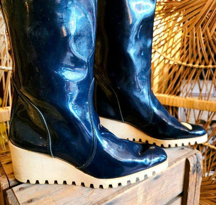 Vintage 70's Giorgetti Patent Leather Rain Boots - Yatva