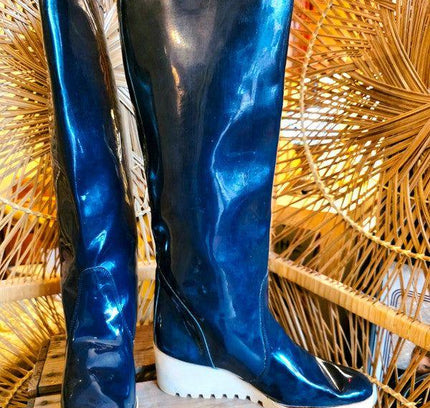 Vintage 70's Giorgetti Patent Leather Rain Boots - Yatva