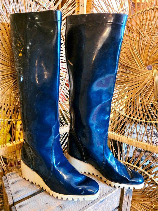 Vintage 70's Giorgetti Patent Leather Rain Boots - Yatva