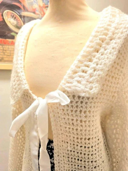Vintage 70's Handmade Crochet Cardigan - Yatva