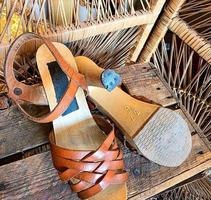 Vintage 70's High Heel Leather Sandals - Yatva
