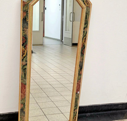 Vintage 70s Hollywood Regency Elongated Octagonal Mirror - Yatva