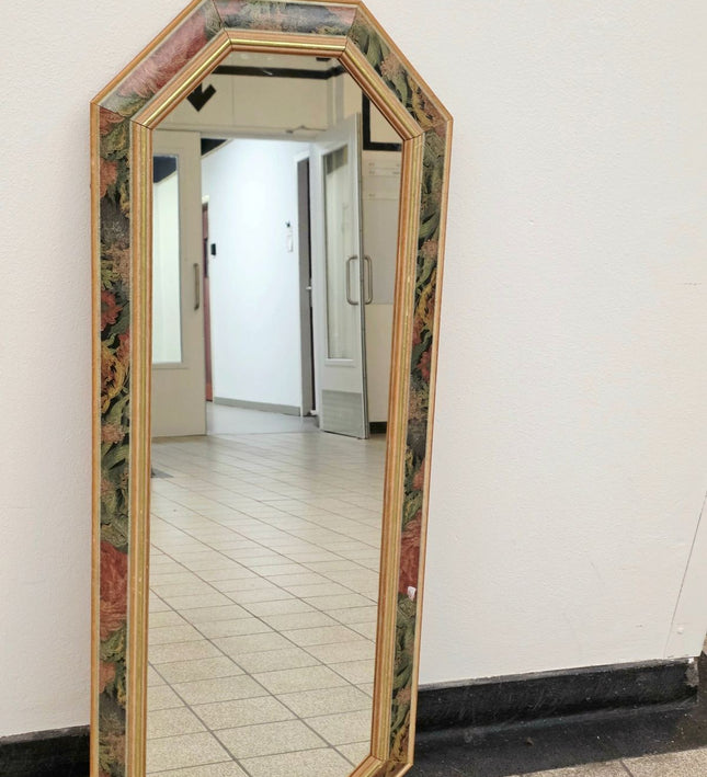 Vintage 70s Hollywood Regency Elongated Octagonal Mirror - Yatva