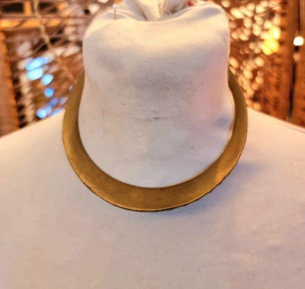 Vintage 70's Mother Of Pearl & Brass Choker Necklace - Yatva