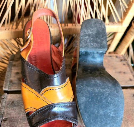 Vintage 70s Moulin Rouge Platform Sandals Shoes - Yatva