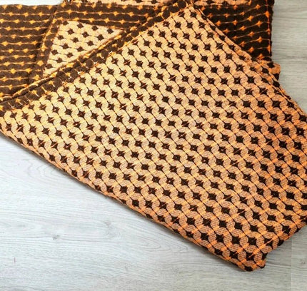 Vintage 70's Reversible Woven Wool Blanket - Yatva