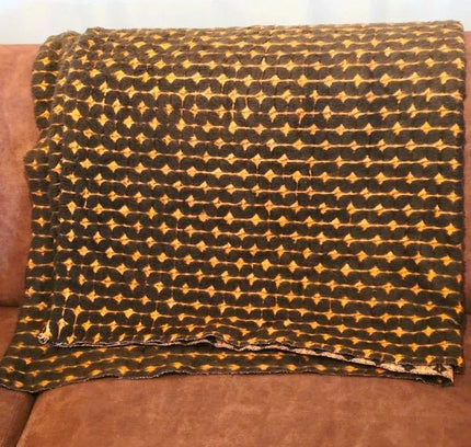 Vintage 70's Reversible Woven Wool Blanket - Yatva