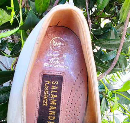 Vintage 70s Salamander Leather Brogue Oxfords Heel Shoes - Yatva