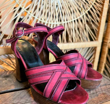 Vintage 70's Sandal Heels Shoes - Yatva