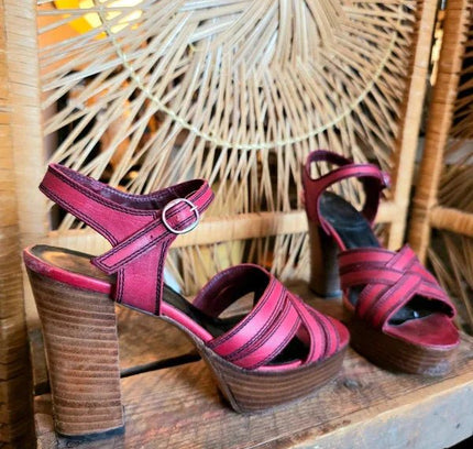 Vintage 70's Sandal Heels Shoes - Yatva