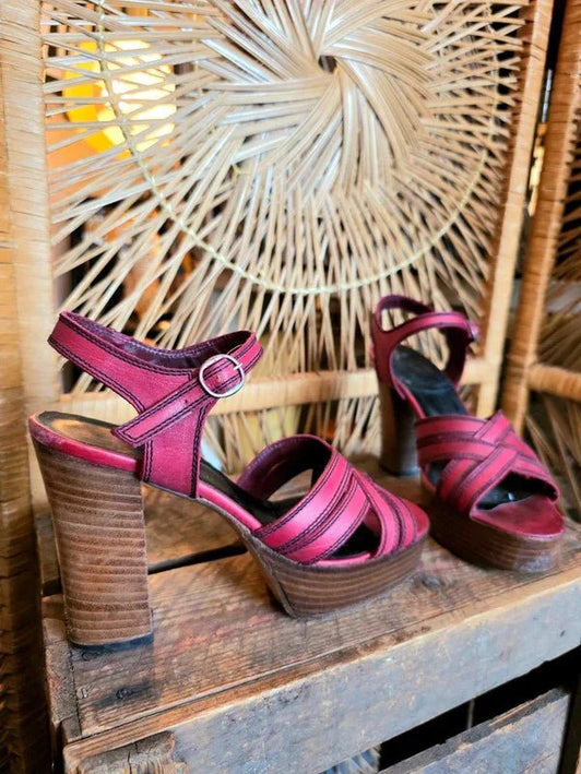 Vintage 70's Sandal Heels Shoes - Yatva