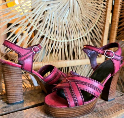Vintage 70's Sandal Heels Shoes - Yatva