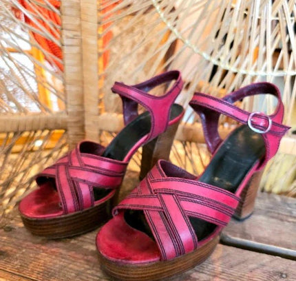Vintage 70's Sandal Heels Shoes - Yatva