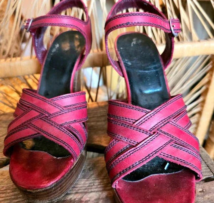 Vintage 70's Sandal Heels Shoes - Yatva