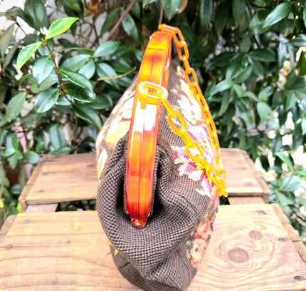 Vintage 70's Tapestry Needlework Hand/ Shoulder Bag - Yatva