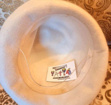 Vintage 70's Unisex Beige Feather Hat - Yatva