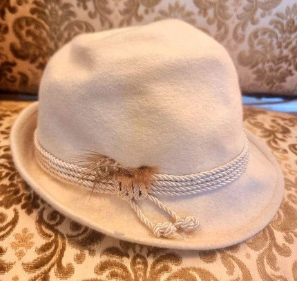 Vintage 70's Unisex Beige Feather Hat - Yatva