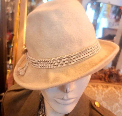 Vintage 70's Unisex Beige Feather Hat - Yatva