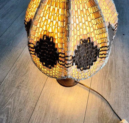 Vintage 70s Woven Boho Table Lamp - Tafellampen - Yatva