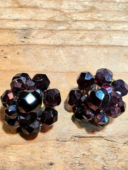 Vintage 70's/80's Cluster Clip - On Earrings - Yatva