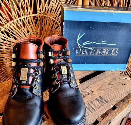 Vintage 80s / 90s Karl Kani Brown Combat Biker Ankle boots - Yatva