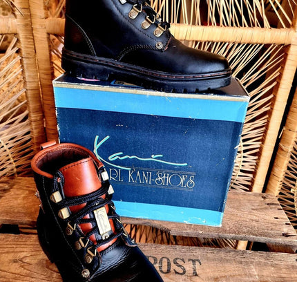 Vintage 80s / 90s Karl Kani Brown Combat Biker Ankle boots - Yatva