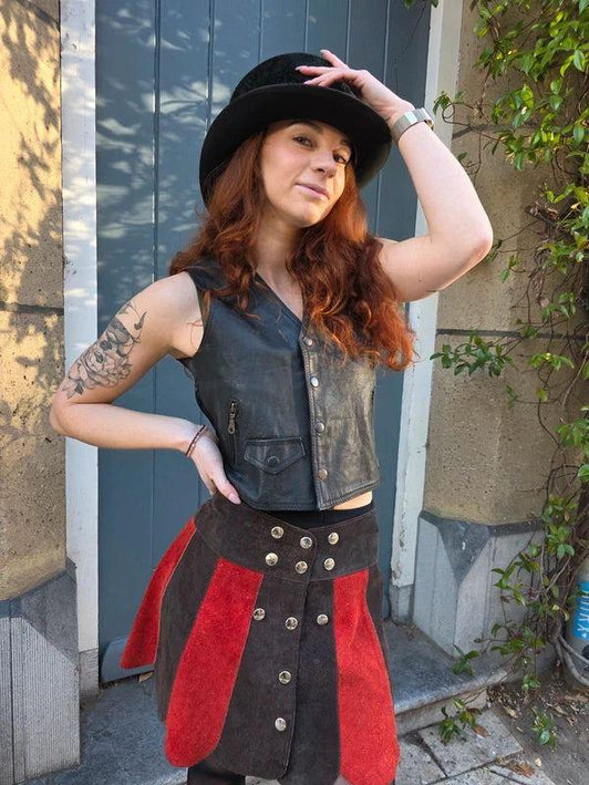Vintage 80's / 90's Leather Crop Waistcoat - Yatva