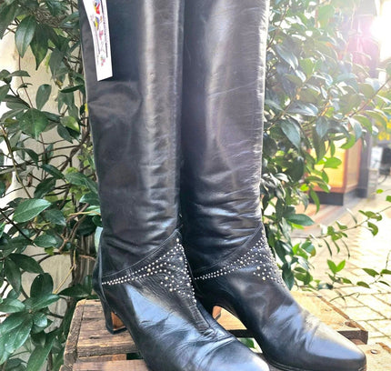 Vintage 80's / 90's Sergio Rossi Jewels Leather Boots - Yatva