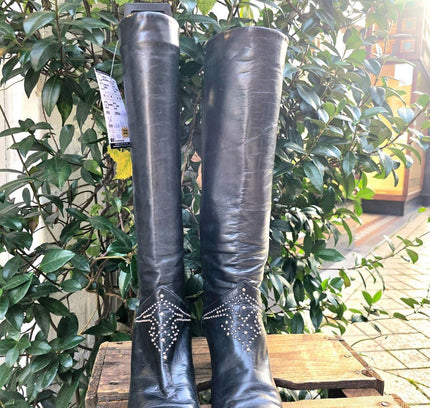 Vintage 80's / 90's Sergio Rossi Jewels Leather Boots - Yatva