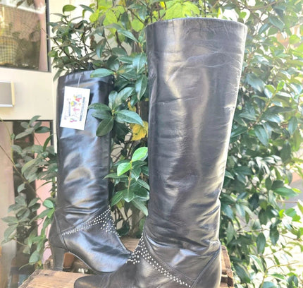 Vintage 80's / 90's Sergio Rossi Jewels Leather Boots - Yatva