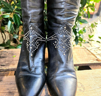 Vintage 80's / 90's Sergio Rossi Jewels Leather Boots - Yatva