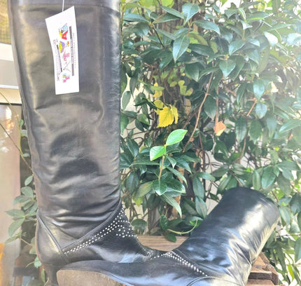 Vintage 80's / 90's Sergio Rossi Jewels Leather Boots - Yatva
