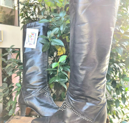 Vintage 80's / 90's Sergio Rossi Jewels Leather Boots - Yatva
