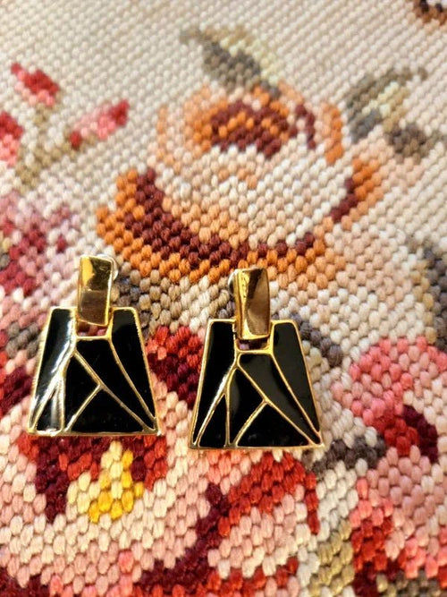 Vintage 80's Abstract Earrings