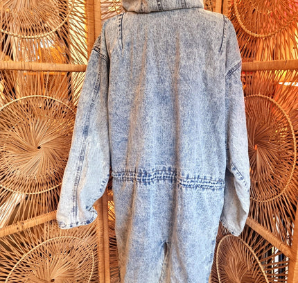 Vintage 80's Acid Wash Denim Parka Coat - Yatva
