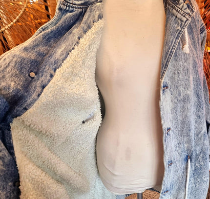Vintage 80's Acid Wash Denim Parka Coat - Yatva