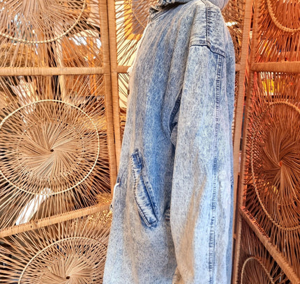 Vintage 80's Acid Wash Denim Parka Coat - Yatva