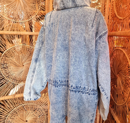 Vintage 80's Acid Wash Denim Parka Coat - Yatva